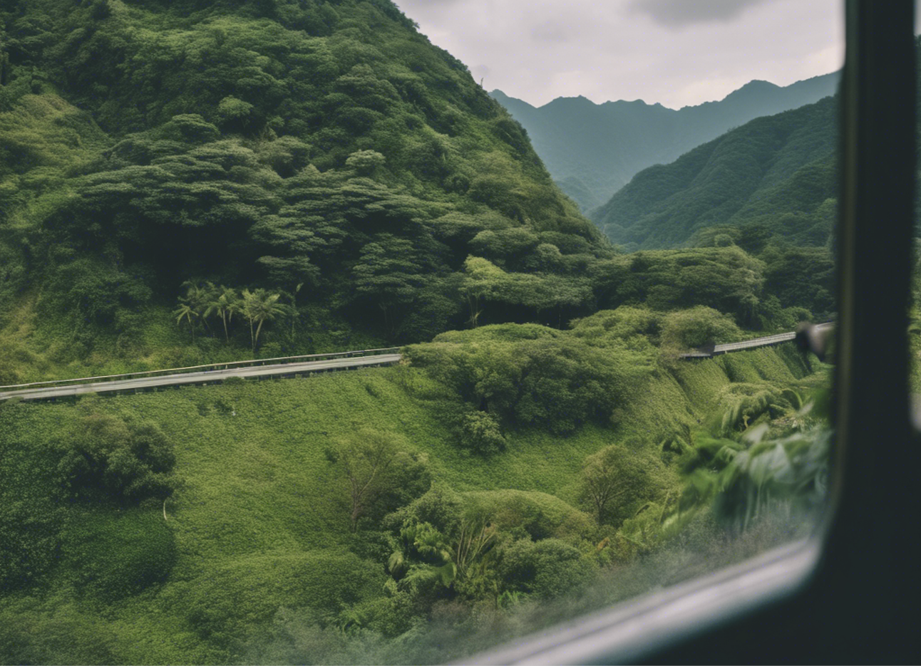 Scenic bus ride from Taipei to Yilan