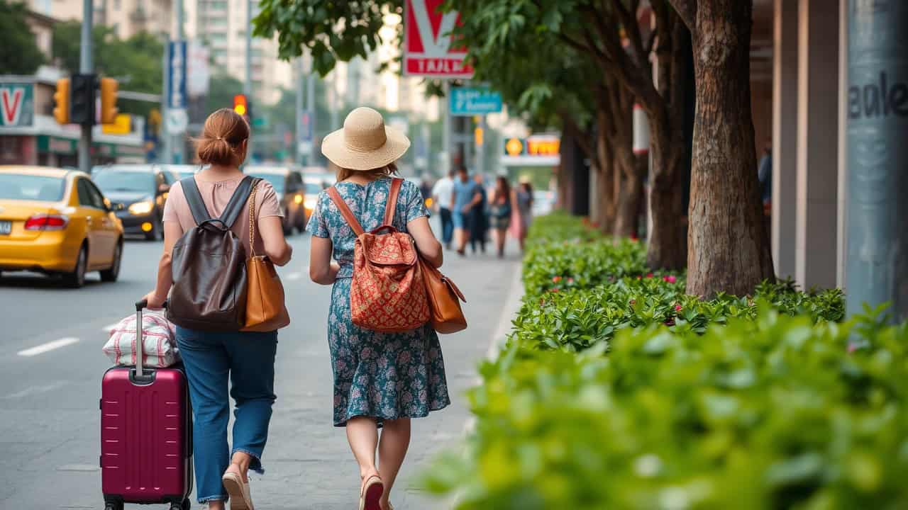 walking towards budget hotel in Manila