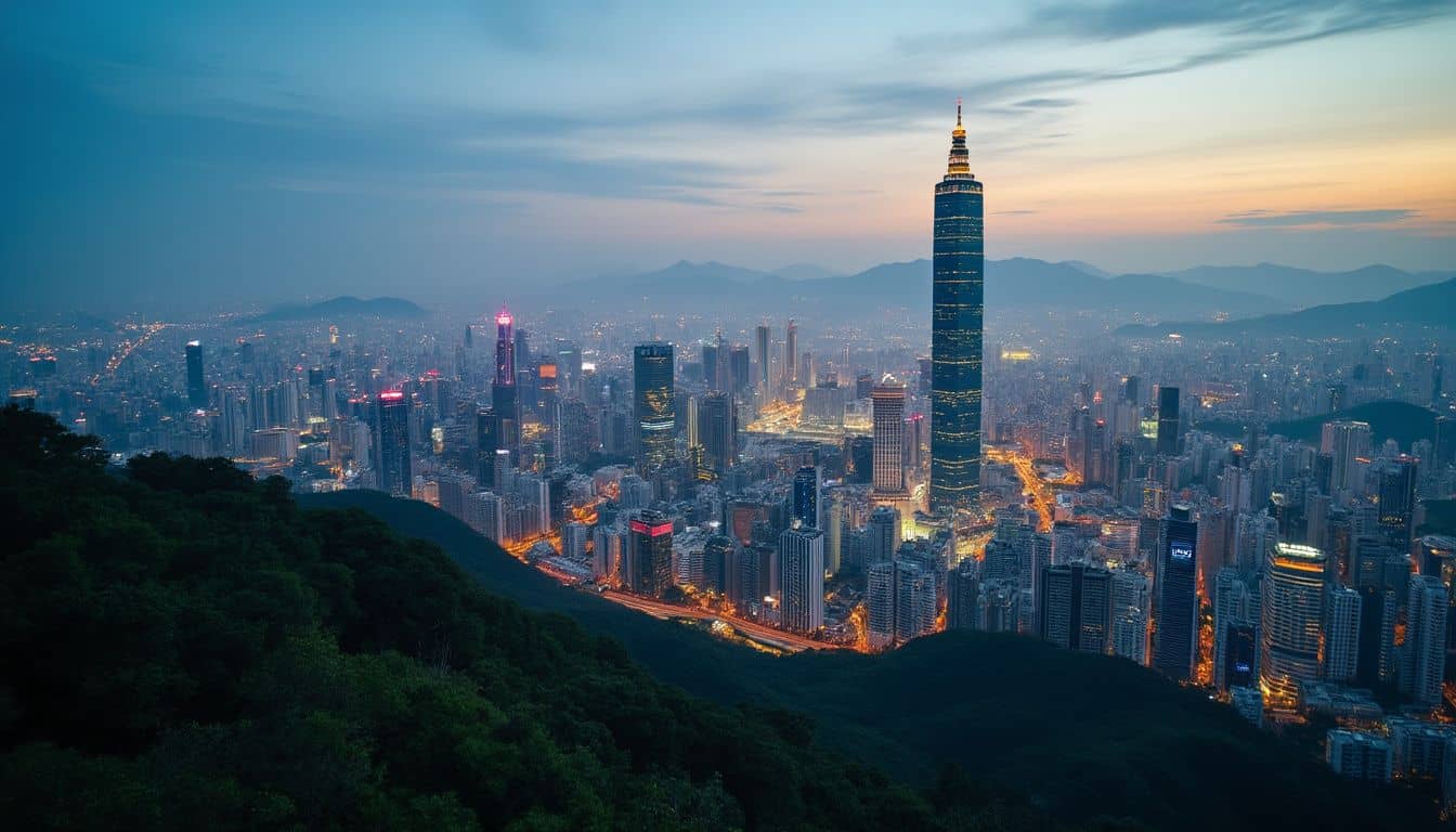 Cityscape of Taipei at dusk