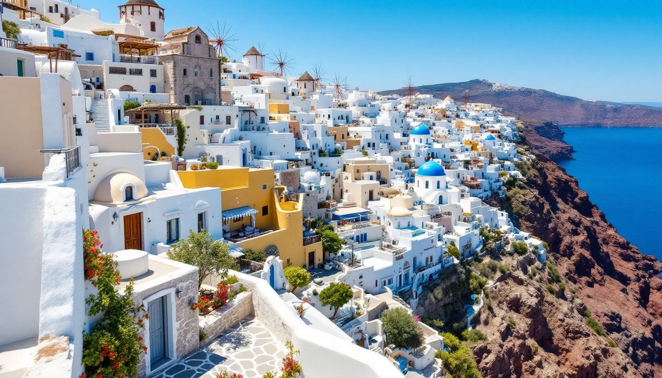 Traditional Cycladic architecture in Santorini Greece